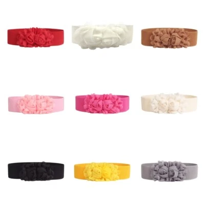 Women Double Lace Rose Buckle Waistband Flower Elastic Waist Belt Stretch Corset - Image 1 of 4