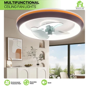 19" Indoor LED 6 Speed Ceiling Fan 3 Color Temperatures Light Caged Fan w/Remote - Picture 1 of 14