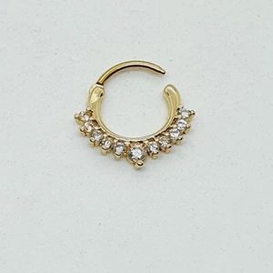 Anello acciaio chirurgico Daith cristallo elica cartilagine tragus piercing cerchio CLICKER - Foto 1 di 1