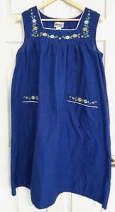 Anthony Richards Blue Floral Print Kaftan House Dress Muu Muu Size Large - Picture 1 of 9