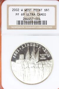 2002-W West Point Bicentennial NGC PF69 ULTRA CAMEO Commemorative Dollar #B41096