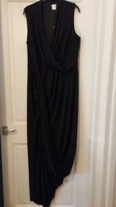 DAMSEL IN A DRESS Black Asymmetric Flora Jacquard Maxi Dress - UK 18 BNWT - Picture 1 of 3