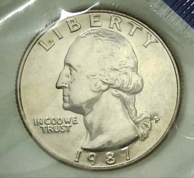 1987-P 25C Washington Quarter BU-CLAD M/S 25oc0521-1 - Image 1 of 2