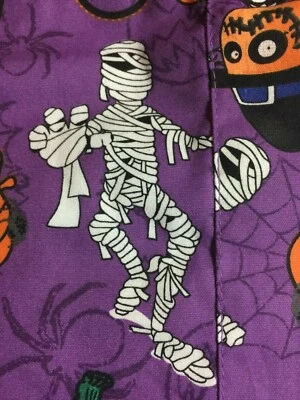 TAFFORD SCRUB TOP SIZES: S, M, XL HALLOWEEN MONSTER MASH PURPLE NWT NURSE CNA - Image 1 of 4