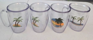 Palm Trees Tervis Double Walled Insulated Embroidered Tumbler Mugs (Set of 4) - Picture 1 of 4