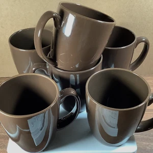 6 tazas redondas Corning-Ware Corelle cuadradas de 4" 12 OZ gres marrón chocolate usadas en excelente estado - Imagen 1 de 9