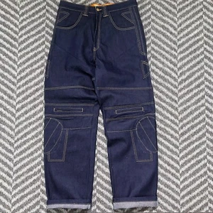 Vintage Unused Phat Farm Heavy Cargo Jeans Raw Denim Men's 34x34 Tapered Leg - Picture 1 of 12
