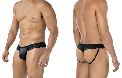 CUT4MEN JOCKSTRAP  WETLOOK  SPITZE schwarz clubwear ouvert offen - Bild 1 von 3
