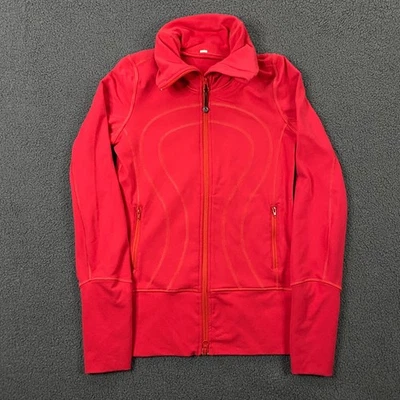 Chaqueta Lululemon Define para mujer talla 2 Luon elástica cremallera completa correr gimnasio entrenamiento roja Foto 1 de 4