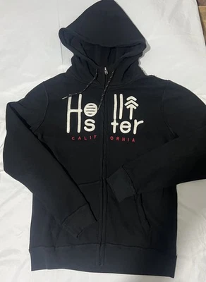 Hollister Hoodie Womens Full Zip Black Embroidered Spellout California - Image 1 of 4