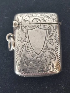 STERLING SILVER VESTA CASE B'HAM 1912 HALLMARK THOMAS LAWRENCE & NOT INSCRIBED - Picture 1 of 8