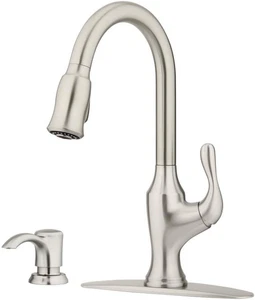 Deming Kitchen Faucet with Pull down Sprayer and Soap Dispenser, Single Handle, - Picture 1 of 7