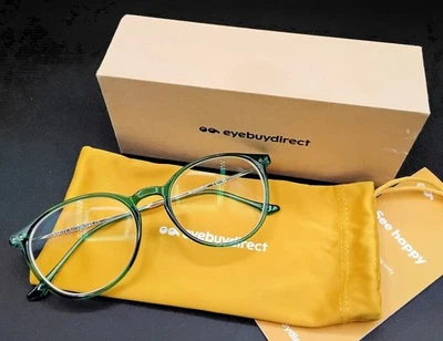Gafas Eyebuydirect AMITY 52-18-145 C5 Lg. Llanta completa redonda verde transparente nueva en caja Foto 1 de 4