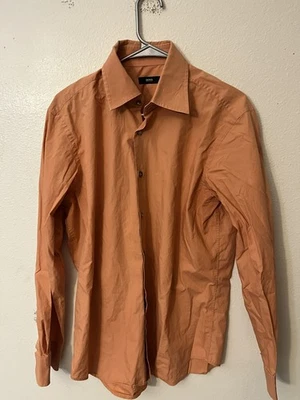 Hugo Boss Mens Shirt 16/41 Orange Long Sleeve Button Up Collar - Image 1 of 4
