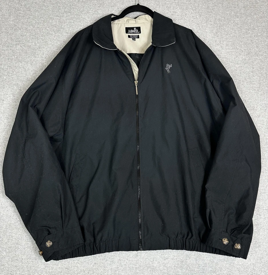 Jaqueta masculina Ashworth Weather Systems 2XL preta com zíper golfe resistente ao vento água - Imagem 1 de 4