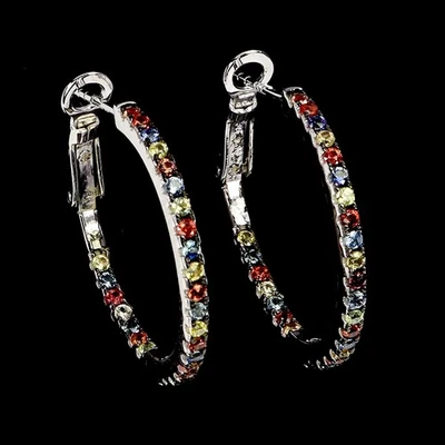 Pendientes de plata de ley 925 zafiro redondo corte diamante piedras preciosas naturales joyería Foto 1 de 4