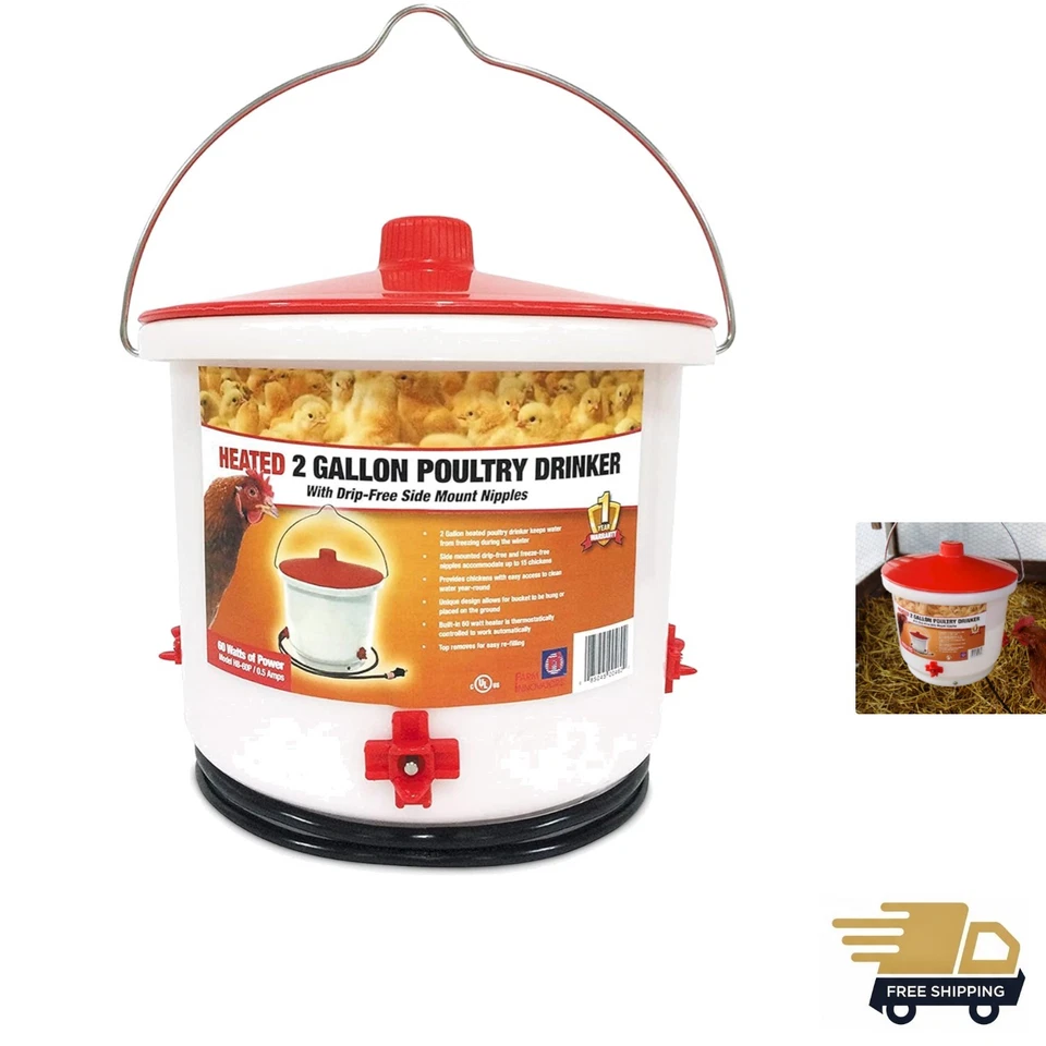 Farm Innovators White Poultry Drinker Heated W/side-mount Nipples 2 Gallon 08504