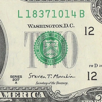 OCT 14 1837 Birthday Fancy Serial Number Date Note One Dollar Bill 10 14 1837 - Image 1 of 4