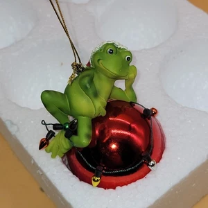 Vintage Frosch Weihnachtsschmuck MIT ETIKETT SELTEN VINTAGE FUND 5 ZOLL  - Bild 1 von 5
