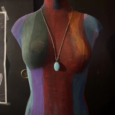 Collar Colgante Piedra Estilo Turquesa • Joyería Boho Suroeste Foto 1 de 4