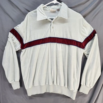 Camisa de Terciopelo Años 70 80 Velación Por Harper Para Hombres XL Gris Rojo Rayas Cuello Terciopelo  Foto 1 de 4