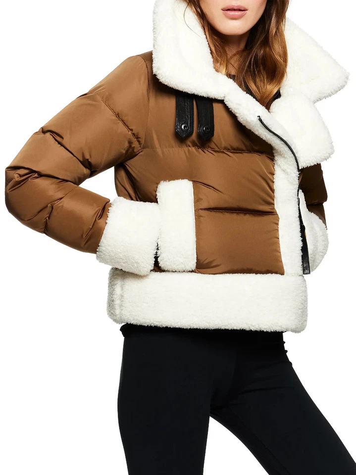 Chaqueta acolchada de plumón Sam Bennett Sherpa nueva con etiquetas en nogal mate talla M #C4663 Foto 1 de 4