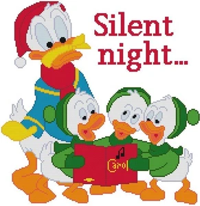 KREUZSTICH + BASTELMUSTER Weihnachten Donald Duck Neffen Huey Dewey Louie Carol - Bild 1 von 16
