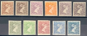 ESPAÑA 1889 - REINA MARÍA CRISTINA - 11 PRUEBAS DE PUNZÓN NO ADOPTADAS - Imagen 1 de 2