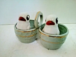 Saleron Forma Cesta Con Pájaro Porcelana Alemania Antiguo - Imagen 1 de 4