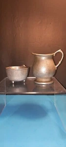 VINTAGE PEWTER CREAMER PITCHER 2.5" X 3.5" AND SUGAR BOWL 2.75 "X 1.5"  EX cond - Bild 1 von 10