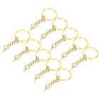 (Gold 28mm/1.1in)10pcs Key Ring Alloy Key Chain Ring Parts With Screw Eye NEW