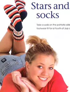 PATRIOTIC Stars & Stripes Socks/Apparel/ Crochet Pattern INSTRUCTIONS ONLY - Picture 1 of 2