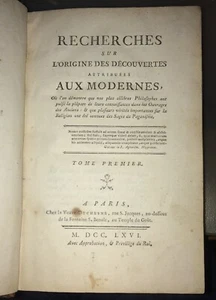 DUTENS Louis "Forschungen über den Ursprung der Entdeckungen.."PHILOSOPHIE.E.O.1766. - Bild 1 von 7