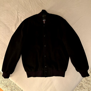 Stewart & Strauss Wool Varsity Letterman Bomber Jacket Black M $189