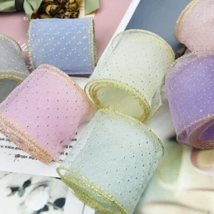 50Yards 6cm Width Mesh Polka Dot Trim Sheer Organza Bow DIY Tulle Edge Accessory - Picture 1 of 14