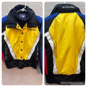 Vtg Pure Polaris Snowmobile Jacket Wmns *MED Yellow Red Striped Y2K Escape 3/4 - Picture 1 of 15