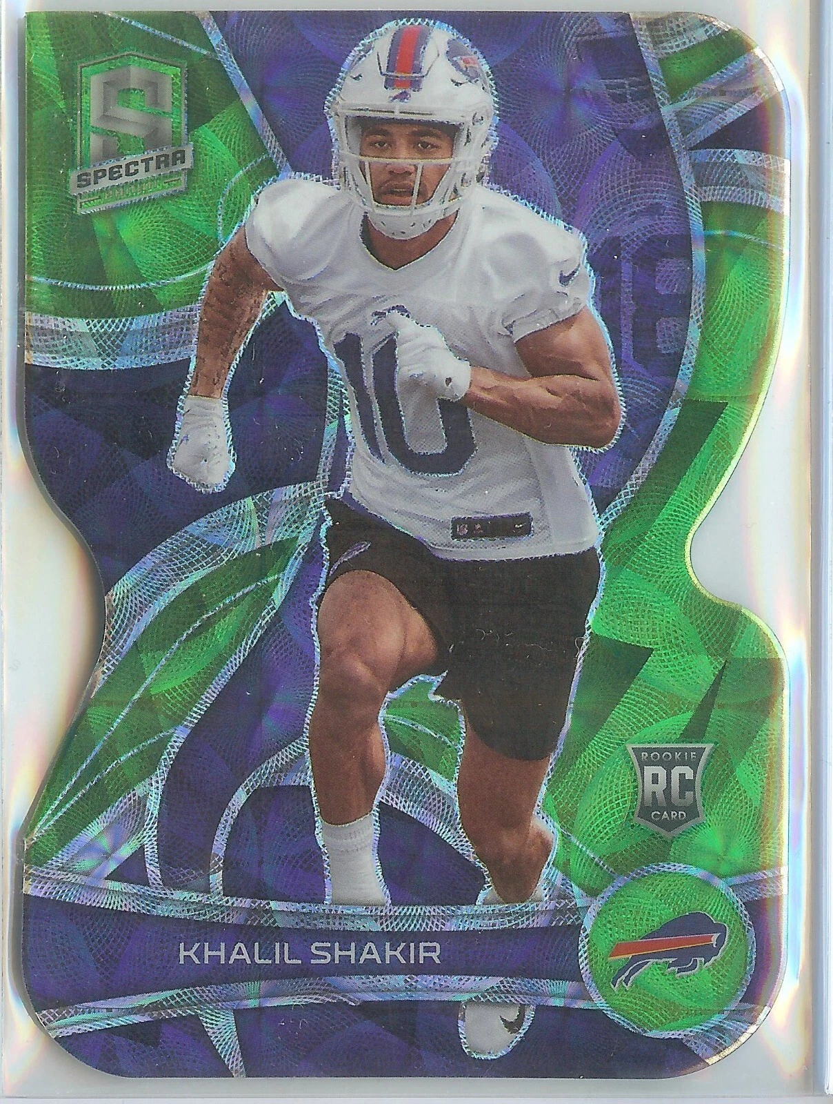 2022 Spectra #177 Khalil Shakir Rookie Neon Green Die-Cut Prizm #'d 28/30 Bills