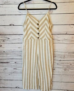 Kensie Jeans Spaghetti Strap Pant Jumpsuit Romper Striped Beach Summer XL Boho - Picture 1 of 9