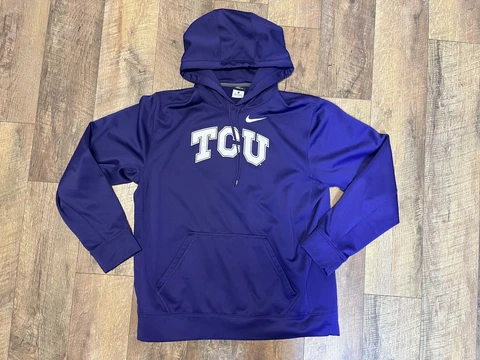 Nike TCU Horned Frogs  Check Hoodie Men's Size large Purple Cover