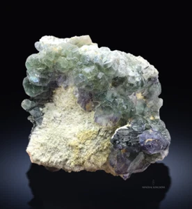 GREEN & PURPLE FLUORITE WITH SCHORL TOURMALINE FROM ERONGO, NAMIBIA - Picture 1 of 10