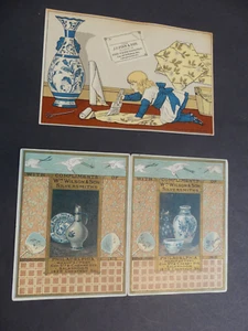 2 Victorian Trade Cards With Asian China & Decor. - Picture 1 of 4