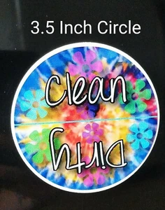 Clean Dirty Magnet For Non-Magnetic Dishwasher Too! 3.5" Hippie Tie Dye Kitchen - Picture 1 of 1