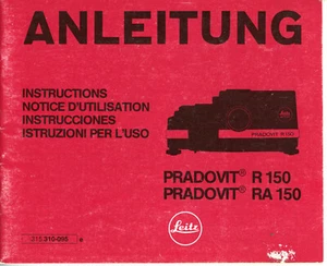 Leitz Instruction Manual Pradovit R 150 RA 150 Slide Projector User Manual (Y6085 - Picture 1 of 1