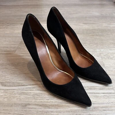 Zapatos de salón de vestir Givenchy de gamuza negra punta puntiaguda 37 1/2 Foto 1 de 4