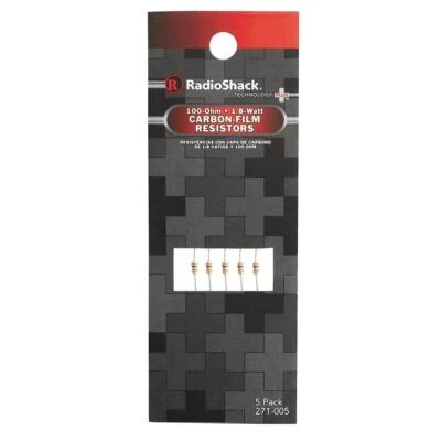 Radio Shack 100Ω ⅛W 5% Carbon-Film Resistor (5-Pack) Catalog №: 2710005 - Image 1 of 3