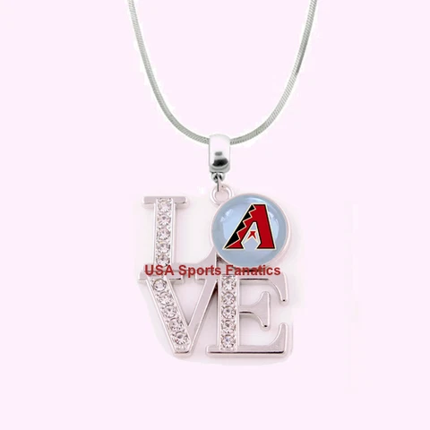 MLB - Arizona Diamondbacks Love Necklace With Rhinestones On A 925 Snake Chain Cover
