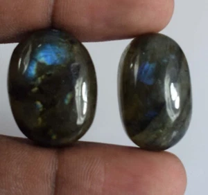 Oval Regenbogen auffälliger Labradorit 48,15 ct Naturheil Edelstein Paar bestes Angebot - Bild 1 von 6