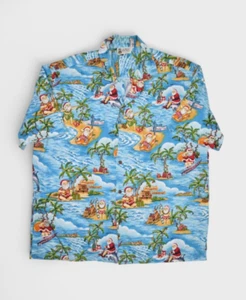 Aloha Republic Shirt Mens L Hawaiian Santa Christmas Beach Party USA Vintage - Picture 1 of 8