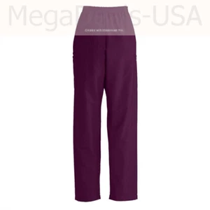ComfortEase Large 2/Pack Elastic Waist Cargo Scrub Pants w/ 3 Pocket Burgandy G1 - Picture 1 of 1