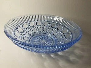 Vintage Indiana 7 1/2" Glass Bowl Blue Windsor Button and Cane Glass  - Picture 1 of 2